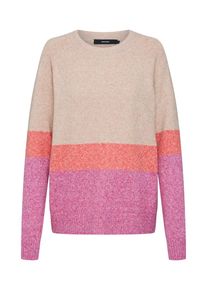 Véro Moda VERO MODA, Damen Pullover 'VMDOFFY LS O-NECK BLOCK BLOUSE BOO', Beige / Pink / Rot