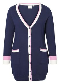 JUNAROSE, Damen Strickjacke, Navy / Altrosa / Weiß
