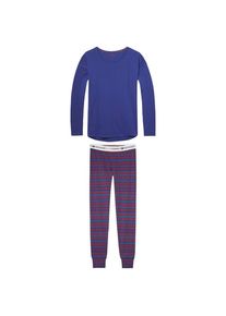 Tommy Hilfiger, Damen Schlafanzug »Cotton set ls iconic fashion«, Blau / Hellrot
