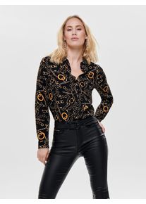 Only, Damen Hemd, Dunkelorange / Schwarz