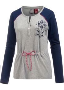 O.C.K. OCK, Damen Langarmshirt, Blau / Grau / Pink