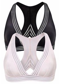 Petite Fleur, Damen Bralette-BH ohne Bügel mit sprotlichem Racerback (2 Stück), Rosa / Schwarz