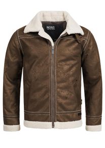INDICODE JEANS, Herren Bomberjacke 'Barnabas', Braun / Weiß