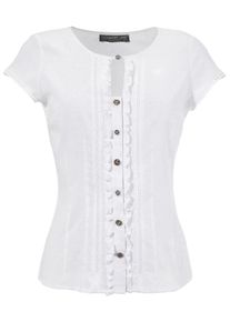 Country Line, Damen Trachtenshirt mit R&uuml;schen, Wei&szlig;