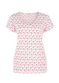 TRIANGLE, Damen V-Neck-Blusenshirt, Helllila / Rostrot / Weiß