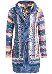 Khujo, Damen Strickjacke 'Jesper', Blaumeliert / Gelb / Smaragd / Flieder