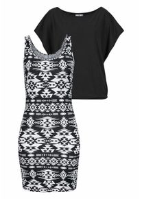 AJC, Damen 2-in-1-Kleid, Schwarz / Weiß