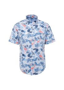 IZOD, Herren Hemd 'DOCKSIDE FLAMINGO PRINT SS SHIRT', Blau / Orange