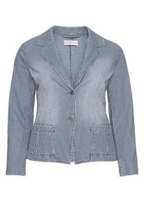 sheego Denim, Damen Jeansjacke, Himmelblau / Weiß