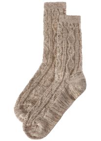 LUSANA, Herren Trachtensocken mit Strickmuster, Beige