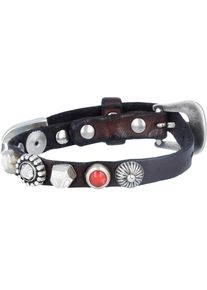 Campomaggi, Damen Armband, Dunkelbraun / Rot / Silber