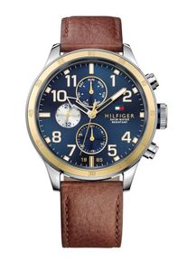 Tommy Hilfiger, Herren Multifunktionsuhr, Dunkelblau / Braun / Gold / Silber