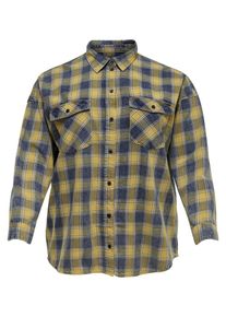 Only Carmakoma, Damen Jeanshemd, Senf / Violettblau / Schwarz