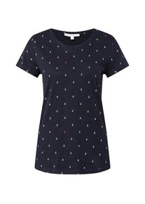 Tom Tailor Denim, Damen T-Shirt, Nachtblau / Rot / Weiß