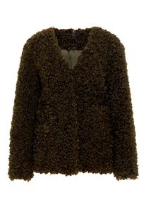 Y.A.S, Damen Kunstfell Jacke, Dunkelgrün