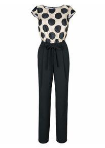 Heine, Damen Overall mit Tupfen-Dessin, Creme / Schwarz