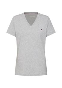 Tommy Hilfiger, Damen Shirt 'HERITAGE V-NECK TEE', Hellgrau