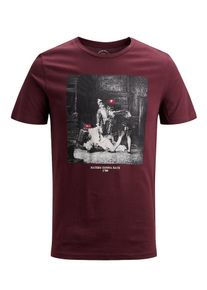 Jack & Jones JACK & JONES, Herren T-Shirt, Grau / Dunkelrot / Schwarz
