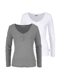 Boysen's BOYSEN'S, Damen Langarmshirt, Dunkelgrau / Weiß