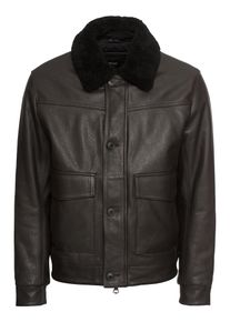 BOSS, Herren Lederjacke 'Jamade 10209842 01', Schoko / Schwarz