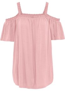 bonprix, Damen Shirt mit Spitzenborte, Rosa