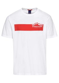 Scotch & Soda SCOTCH & SODA, Herren T-Shirt 'Clean shortsleeve tee with small logo chest print', Rot / Weiß