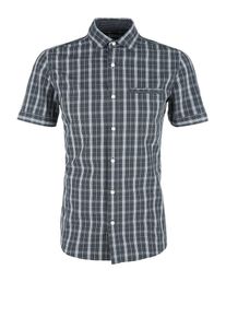 s.Oliver RED LABEL, Herren Kariertes Kurzarmhemd, Hellgrau / Dunkelgrau