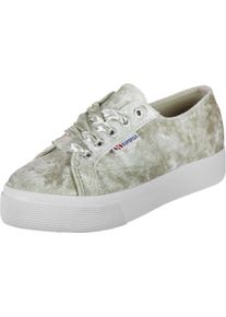Superga, Damen Sneaker '2730 Velvet Shiny W', Khaki / Weiß