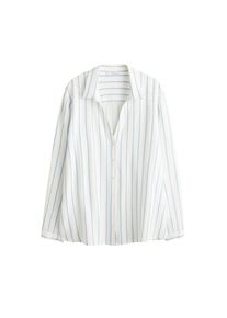 Violeta by Mango, Damen Bluse 'Puntito4', Pastellblau / Naturweiß