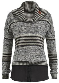Khujo, Damen 'VANNI' Strickpullover, Grau / Schwarz / Wei&szlig;