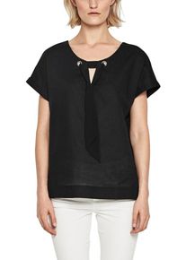 s.Oliver BLACK LABEL, Damen Leinenbluse mit Schleifen-Detail, Schwarz