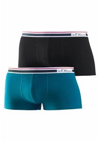s.Oliver RED LABEL, Herren Hipster (2 Stück) in hochwertiger Rippoptik, Petrol / Schwarz
