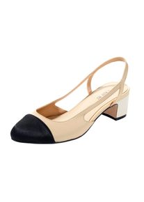 Heine, Damen Slingpumps, Champagner / Schwarz