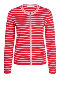 Oui, Damen Strickjacken Cardigan mit Rei&szlig;verschluss, Rosa / Rot