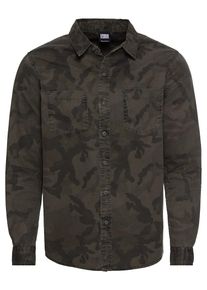 Urban Classics, Herren Hemd 'Camo Shirt', Dunkelgrau / Khaki / Oliv