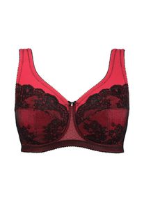 Ulla Popken, Damen BH 'Entlastungs-BH, Spitze E-Cup', Rot / Schwarz