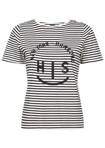H.I.S. HIS JEANS, Damen T-Shirt, Schwarz / Weiß