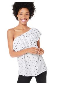 Desires, Damen One-Shoulder-Bluse 'Mila', Schwarz / Weiß