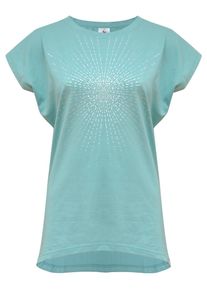 YOGISTAR.COM, Damen T-shirt 'Batwing Sunray', Mint / Silber