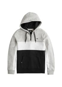Hollister, Herren Sweatshirt 'ATHLETIC COLORBLOCK', Grau / Schwarz / Wei&szlig;