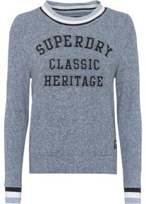 Superdry, Damen Pullover 'AMERICAN GIRL', Taubenblau / Schwarz