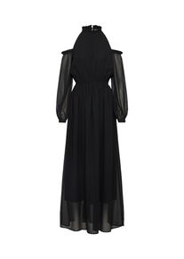 NA-KD, Damen Kleid 'cold shoulder maxi chiffon dress', Schwarz