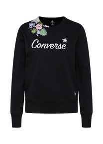 Converse, Damen Pullover 'ESSENTIALS LIGHTWEIGHT PALM PRINT STAR CREW', Schwarz / Weiß