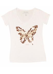COCCARA, Damen T-Shirt 'Natalie', Braun / Gold / Wollweiß