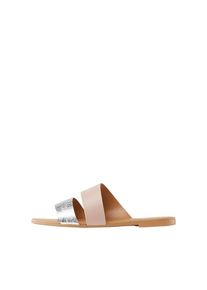 Pieces, Damen Doppelrie Leder Sandalen, Rosa / Silber