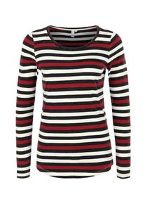 Q/S Designed By, Damen Ringelshirt, Rot / Schwarz / Weiß