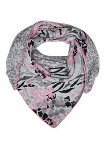 Zwillingsherz, Damen Tuch 'Leichtes Dreieck Leo', Grau / Rosa / Weiß