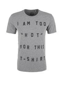 s.Oliver RED LABEL, Herren T-Shirt mit Wording-Print, Grau / Schwarz