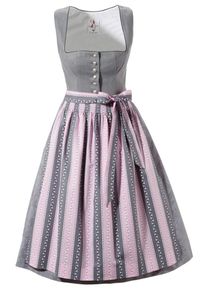 HOHENSTAUFEN, Damen Dirndl midi mit Blu, Grau / Rosa