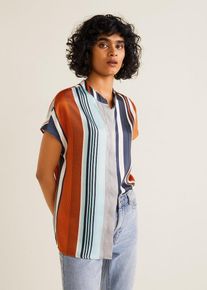 Mango, Damen Bluse 'Praga', Blau / Hellblau / Orange / Weiß